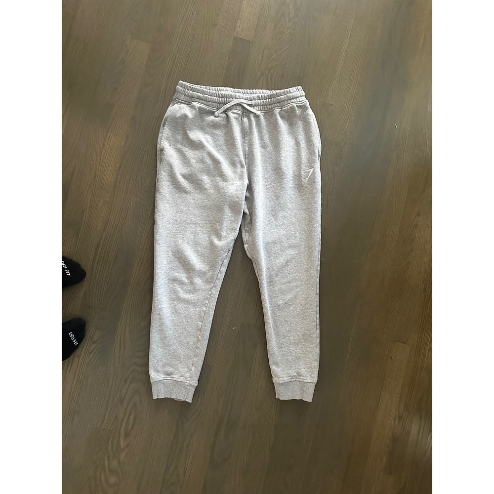 Gymshark‎ Mens Joggers Sweatpants Grey Logo Size L Athleisure Comfort